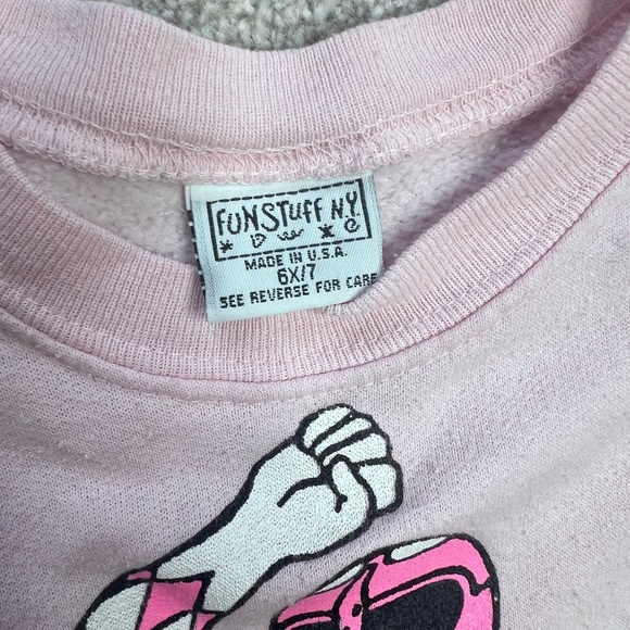 Vintage 1994 Mighty Morphin Power Rangers Pink Graphic Sweater Girls 6 7 - Picture 4 of 5